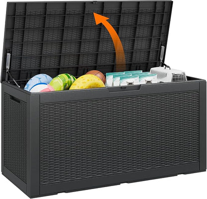 100 Gallon Outdoor Storage Box Waterproof, Resin Deck Box Doubles as 2-Person by Unknown