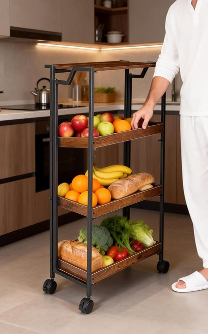 GarveeHome Large 4-Tier Wooden Foldable Kitchen Storage Shelf | No Assembly - Image 3