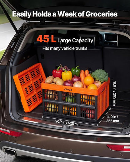VEVOR Plastic Collapsible Storage Bins, 45L 6 Packs, Stackable Folding Storage - Image 2