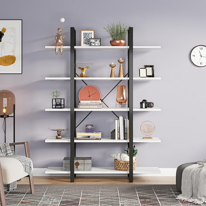 Tribesigns 5-Tier Bookshelf, Vintage Industrial Style Bookcase 72 H x 12 W x - Image 7