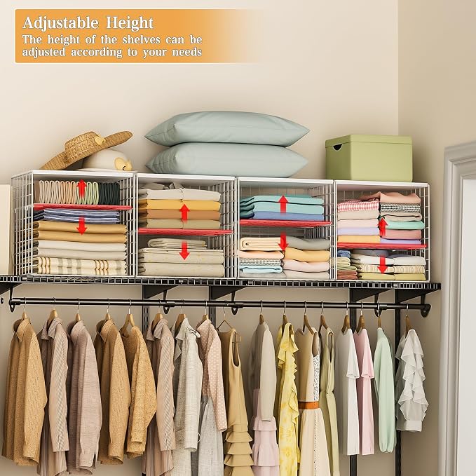Huxitocan 4-Tier Stackable Closet Organizers and Storage Shelves, Closet - Image 4