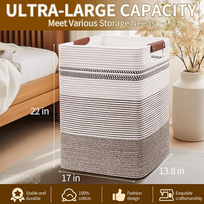 Laundry Hamper - Tall Woven Rope Laundry Basket - Clothes hamper - Image 2