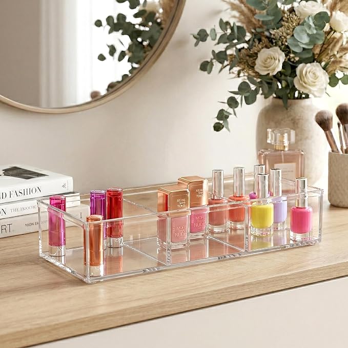 Amazing Abby - Charm - Acrylic 3-Compartment Makeup Organizer, Transparent - Image 3