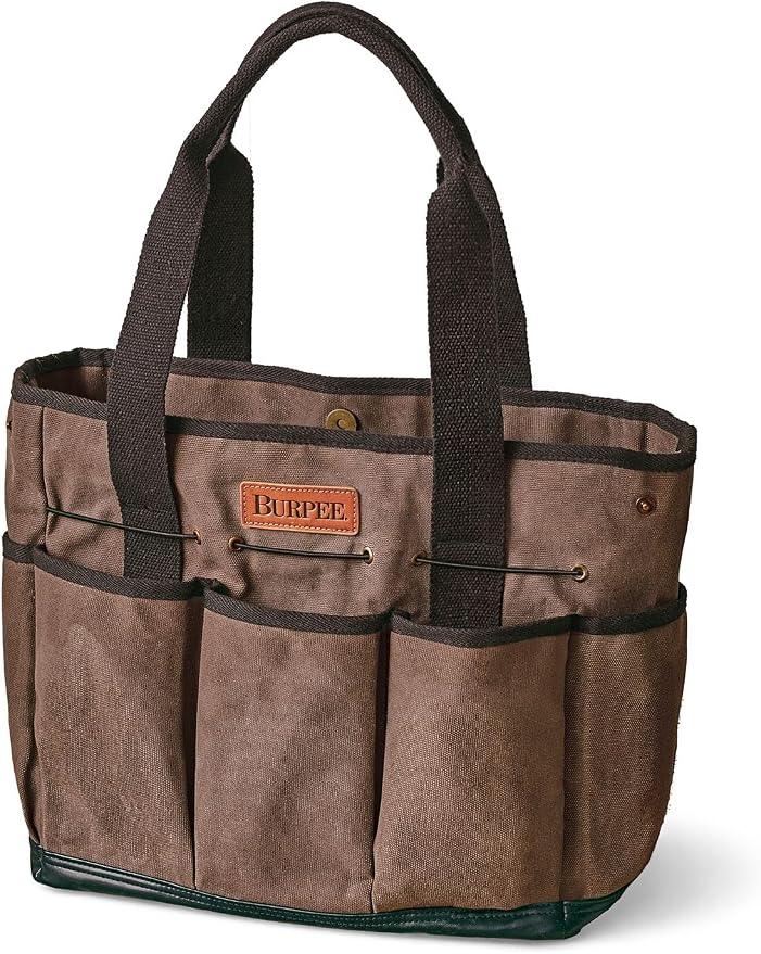 Burpee Waxed Canvas Garden Tool Tote | Heavy-Duty Tote Bag Storage Organizer by Burpee