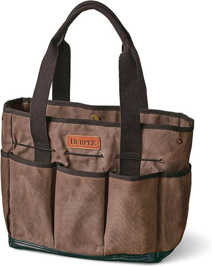 Burpee Waxed Canvas Garden Tool Tote | Heavy-Duty Tote Bag Storage Organizer by Burpee