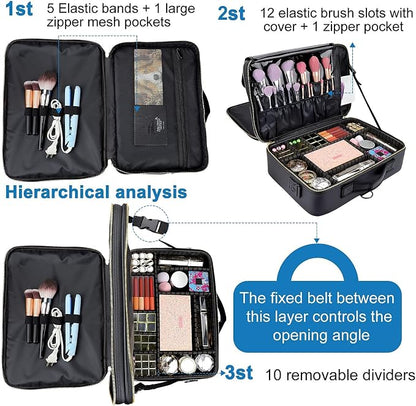 JOURMON Travel Makeup Train Case, Large Capacity Cosmetic Bags - Image 3