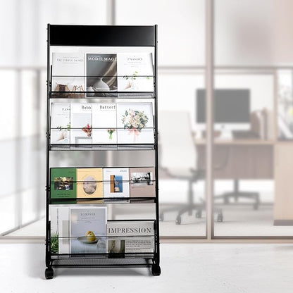 Floor Magazine Rack Brochure Display Stand 4-Layer - Image 7