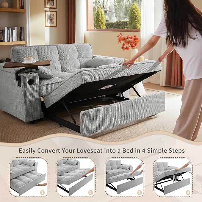 hansones 65'' 3-in-1 Folding Convertible Sofa Bed, Queen Size Pullout Sofa - Image 6