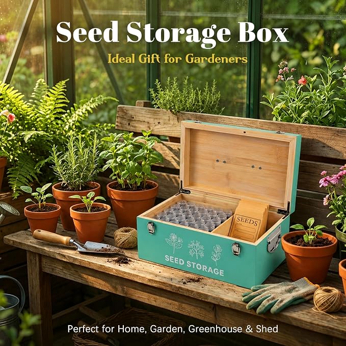 60 Slots Seed Storage Organizer, Bamboo Seed Saving Box - Image 7