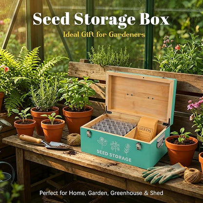 60 Slots Seed Storage Organizer, Bamboo Seed Saving Box - Image 7