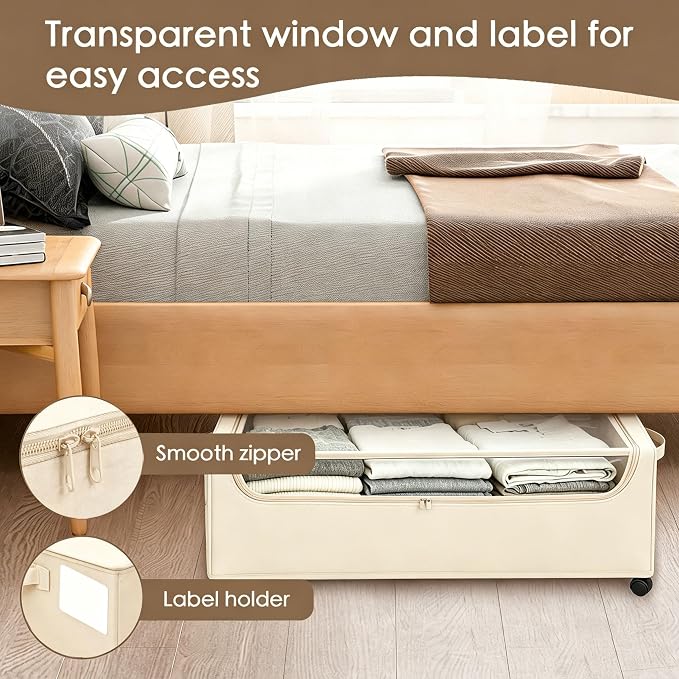 Under Bed Storage with Wheels, Underbed Storage Bins, XXXL 85L 11 inches - Image 4