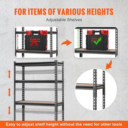 VEVOR Storage Shelving Unit, 5-Tier Adjustable, 2000 lbs Capacity, Heavy Duty - Image 8