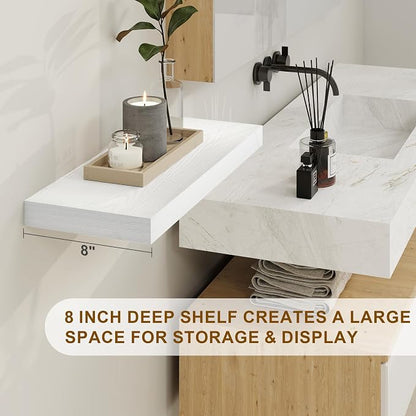 White Floating Shelves 48 Inch Long, 8 Deep Floating Shelves - Image 4