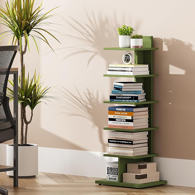 TUTOTAK Book Shelf, Narrow Spine Bookshelf, 6-Tier Bookcase - Image 3
