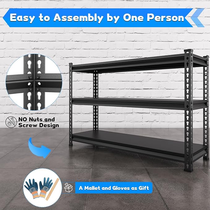 48" W Garage Shelving Heavy Duty, 1500LBS Loads Adjustable Garage Storage - Image 5