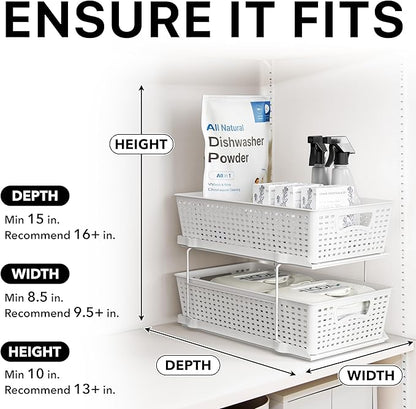 Simple Houseware 2 Tier Bathroom Organizer Tray Pull-Out Sliding Drawer - Image 6