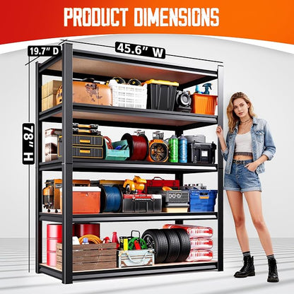 Set of 7 Garage Shelving-2050 lbs 5 Tier Storage Shelves, Adjustable Heavy Duty - Image 3