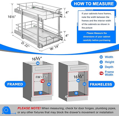 WelFurGeer 2-Tier Kitchen Cabinet Pullout Shelf and Drawer Organizer, Soft - Image 3