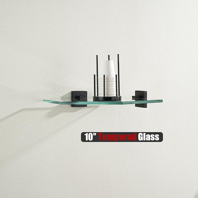 JQK Corner Glass Shelf Black, Bathroom 304 Stainless Steel Shower Triangle - Image 5
