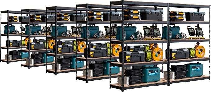 HOMEDANT 5 Tier Storage Shelves Adjustable Laminated Boltless Garage Metal by TheBestOrganizingSolution