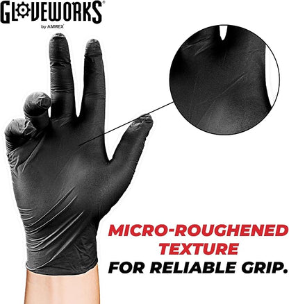 GLOVEWORKS Black Nitrile Gloves 5 Mil Disposable, Latex Free, Textured Grip - Image 5