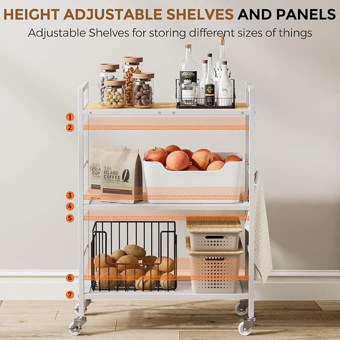 3-Tier Metal Storage Rack with Industrial Wheels, Mesh Shelving Unit with - Image 4