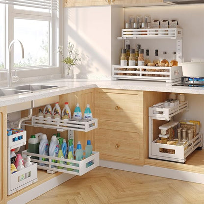 2-Pack 17"Deep Under Sink Organizer And Storage, 2-Tier L-Shaped Pull Out - Image 6
