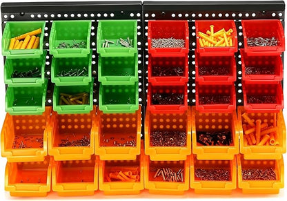 30-Bin Wall Mounted Storage Bins Kit, Tool Organizer Rack, Garage Hardware - Image 6