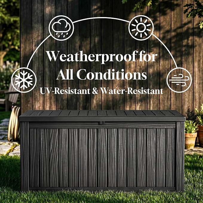 ROJIK 150 Gallon Outdoor Storage Box Waterproof, Weatherproof Deck Boxes - Image 7