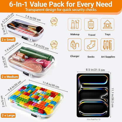 YQBRAO 6 Pack Clear Hard Shell Zipper Case, 1.2mm Heavy Duty Crush-Proof Diaper - Image 4