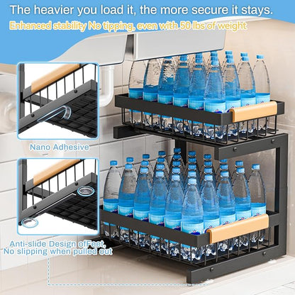 ADBIU Under Sink Organizer 2 Packs 2 Tier Expandable Height Under-Sink - Image 3