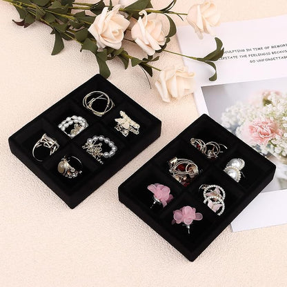 DesignSter Small Jewelry Tray-Ring Organizer 2PCS Premium Velvet Rings Earrings - Image 6