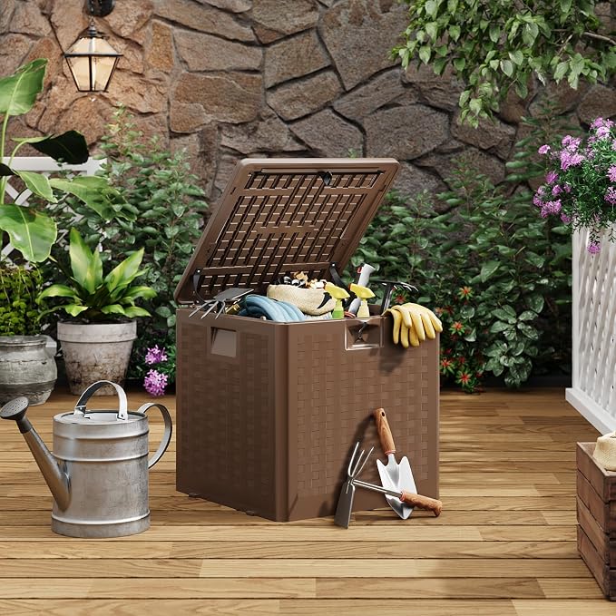 28 Gallon Outdoor Storage Box, Large Resin Deck Box - Image 2
