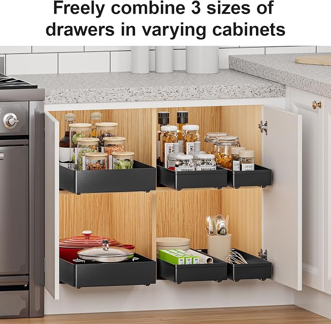 Delamu 3 Pack Pull Out Cabinet Organizer, 15.7" Deep Pull Out Drawers - Image 6