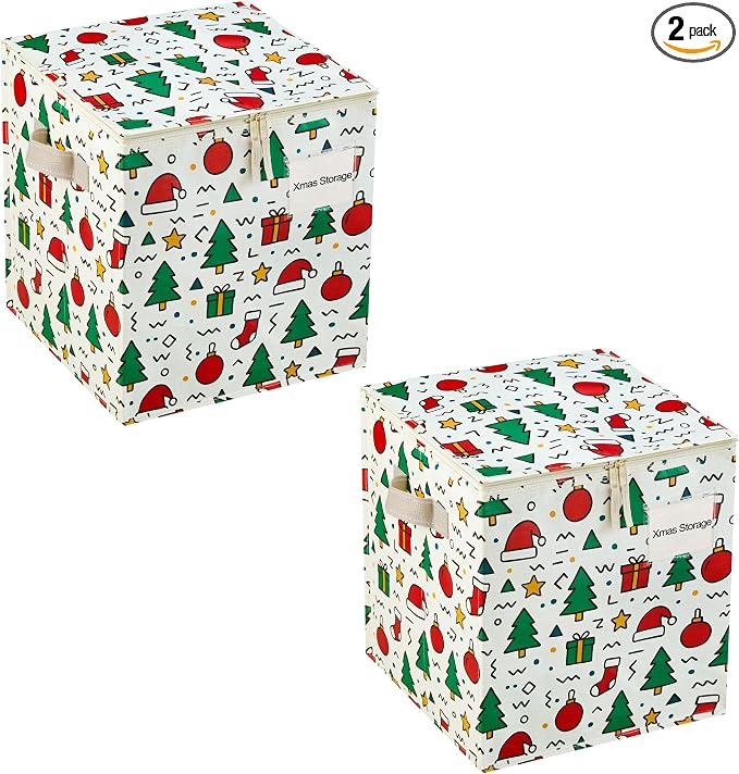 VENO 2 Pack Christmas Ornament Storage Box, Holiday Ornament Organizer by Veno
