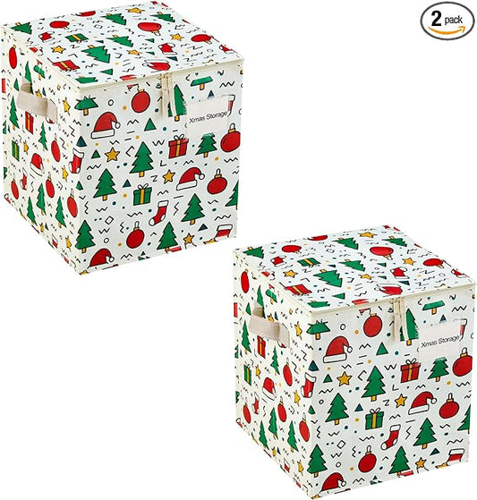 VENO 2 Pack Christmas Ornament Storage Box, Holiday Ornament Organizer by Veno