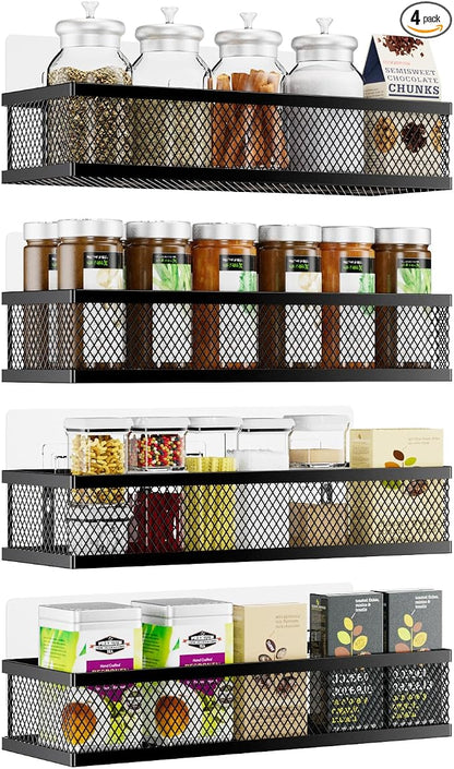 Spice Rack Wall Mount, 4 Pack Pantry Door Organizer & Hanging Storage Baskets by Umomi