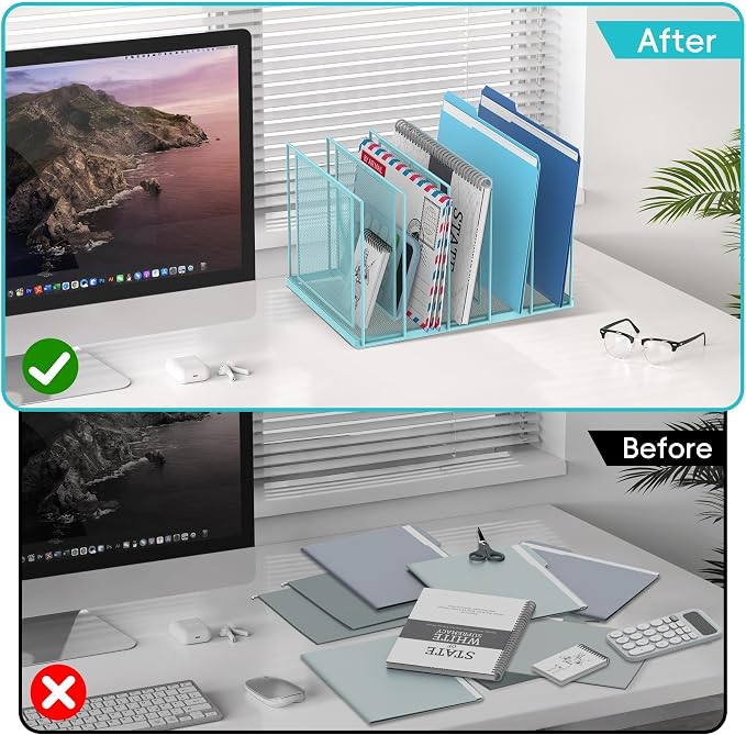 File Organizer for Desk, 5-Section Vertical File Sorter, Paper Holder Organizer - Image 6