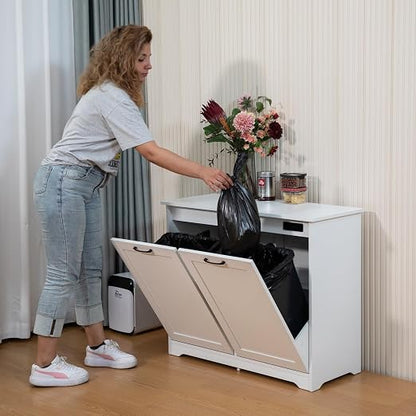 JAXPETY Double Tilt Out Trash Cabinet, Kitchen Hidden Garbage Can - Image 7