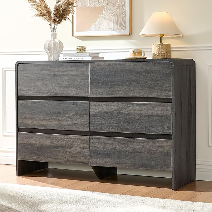 AMERLIFE 6 Drawer Dresser for Bedroom, Anti-Tip Kit, Wood Cabinet Organizer for - Image 2
