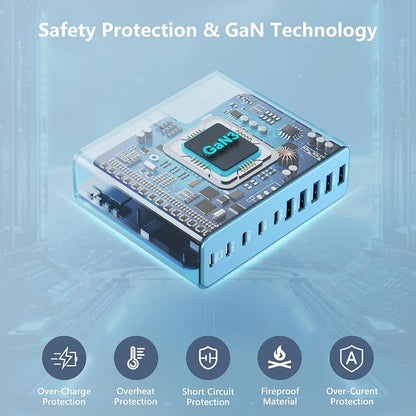 320W USB C Charger Block, 10-Port USB C Charging Station GaN III PD 65W PC - Image 5