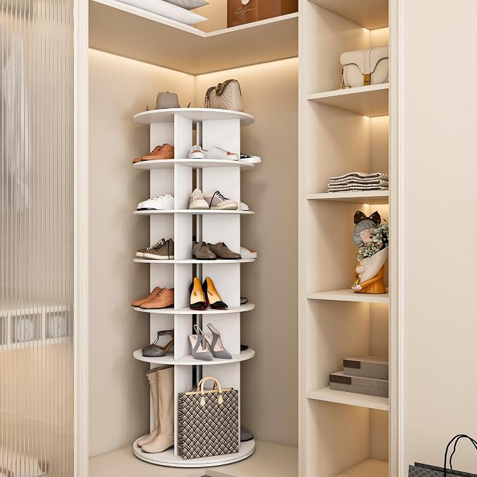 6-Tire Round Rotating Shoe Rack, 360°Spinning Shoe Display, Shoe Organizer - Image 6