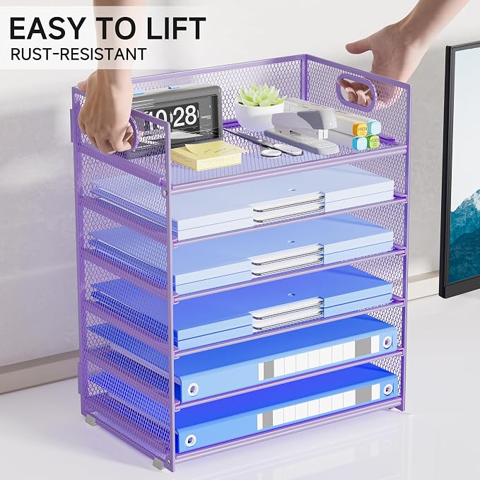 Purple Paper Organizer for Desk - Image 4