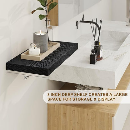 Fun Memories Black Floating Shelves 16 Inch Long, 8 Deep Floating Shelf Wall - Image 4