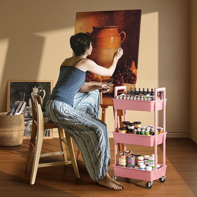 Pipishell 3 Tier Rolling Cart Organizer, Plastic Rolling Cart - Image 4