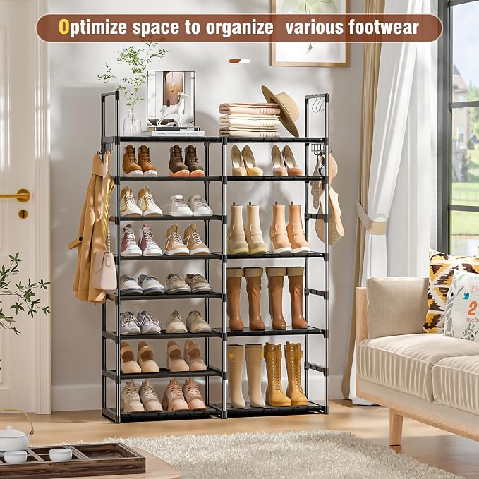 OYREL Shoe Rack Organizer 8 Tiers, Tall Shoe Racks Shelf Storage, 26-32 Pairs - Image 3