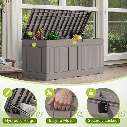 Devoko 78 Gallon Deck Box, Waterproof Resin Outdoor Storage Box - Image 2