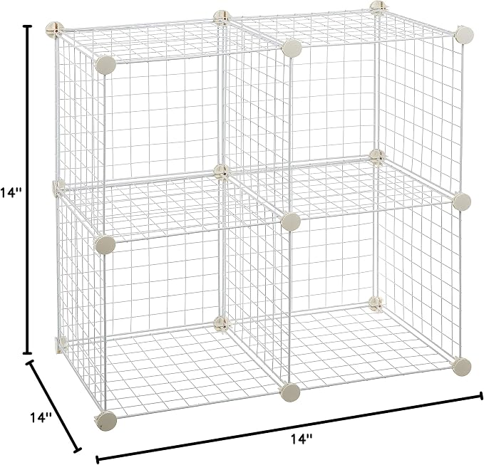 Amazon Basics 4 Cube Wire Grid Storage Organizer, Closet Organizer and Shelves - Image 6