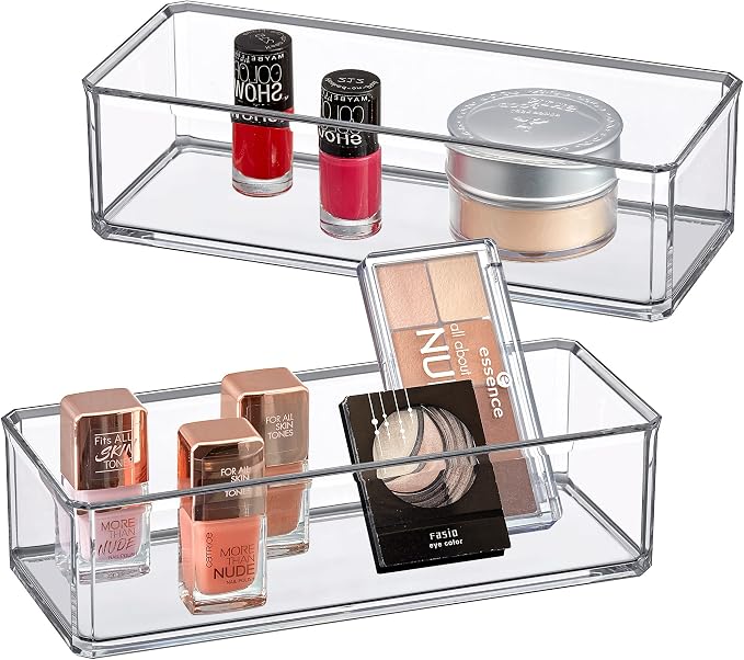 Amazing Abby - Glamour - 2-Pack Acrylic 1-Compartment Makeup Organizer by AmazingAbby