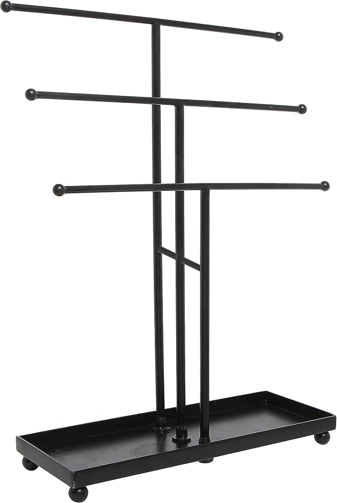 MyGift Modern Jewelry Organizer, 3 Tier Black Metal Tabletop Bracelet and - Image 3